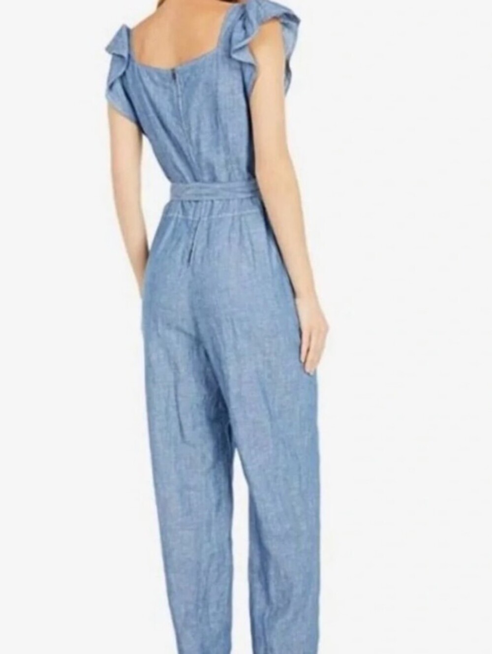 La Vie Rebecca Taylor Chambray Linen Sleeveless Jumpsuit - Size - Medium - NWT - Picture 3 of 12